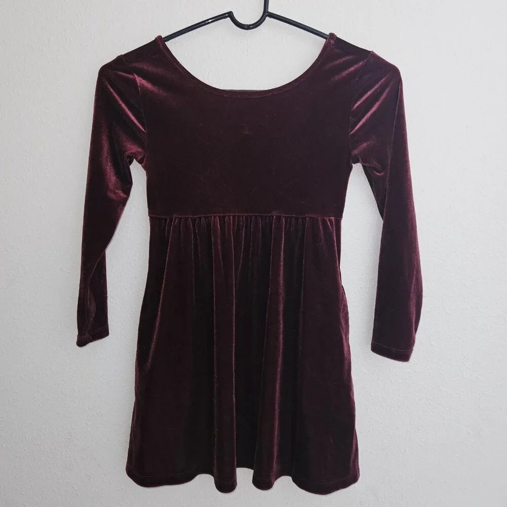 2 Old Navy Velvet Dress Lot Red Green Girls Small 6-7 Christmas Holiday